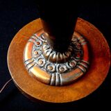Art deco lamp foot wood copper stylized flowers 1925 design 52cm