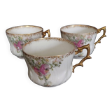 Emile Bourgeois Paris porcelain tea cups large deposit E. Bourgeois 1900