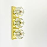 Large Crystal Glass & Brass Wall Lights - Peill & Putzler, Germany, 1970s