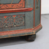 Rustic Farmhouse Folk Art Painted Bridal Cabinet dated 1806
