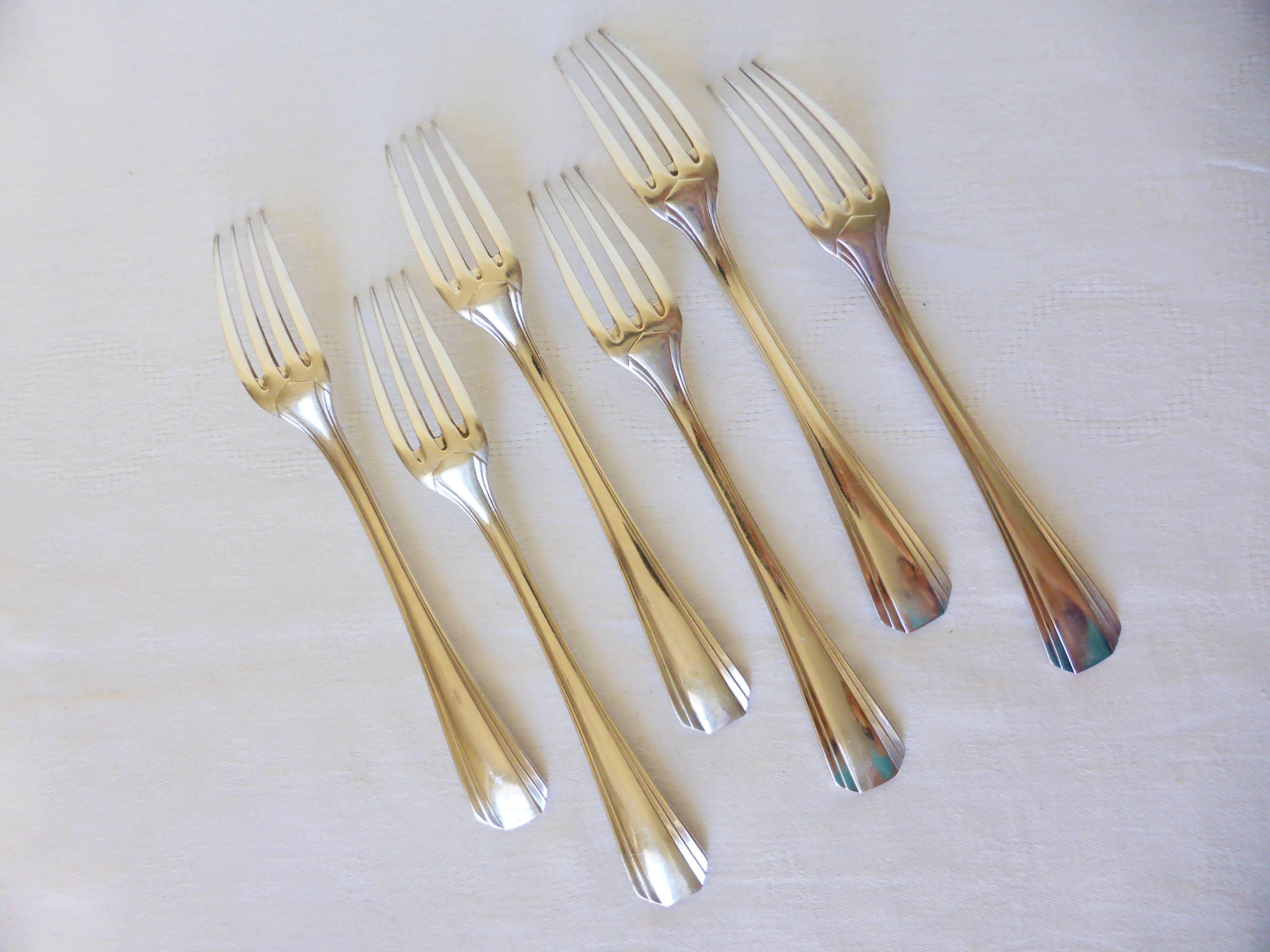 6 fourchettes Christofle de style art déco en métal argenté 2106256