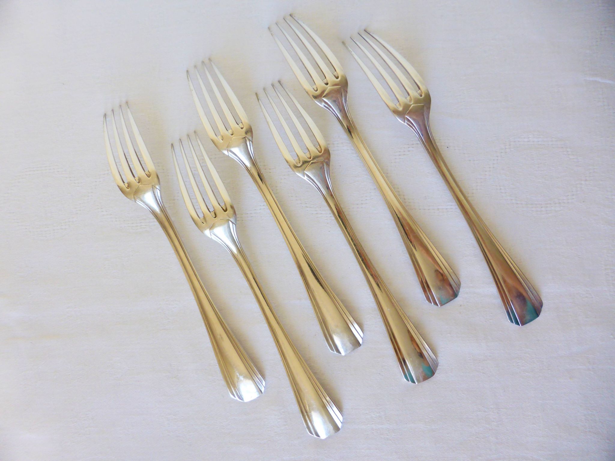 6 Christofle Art Deco style silver-plated metal forks 2106256