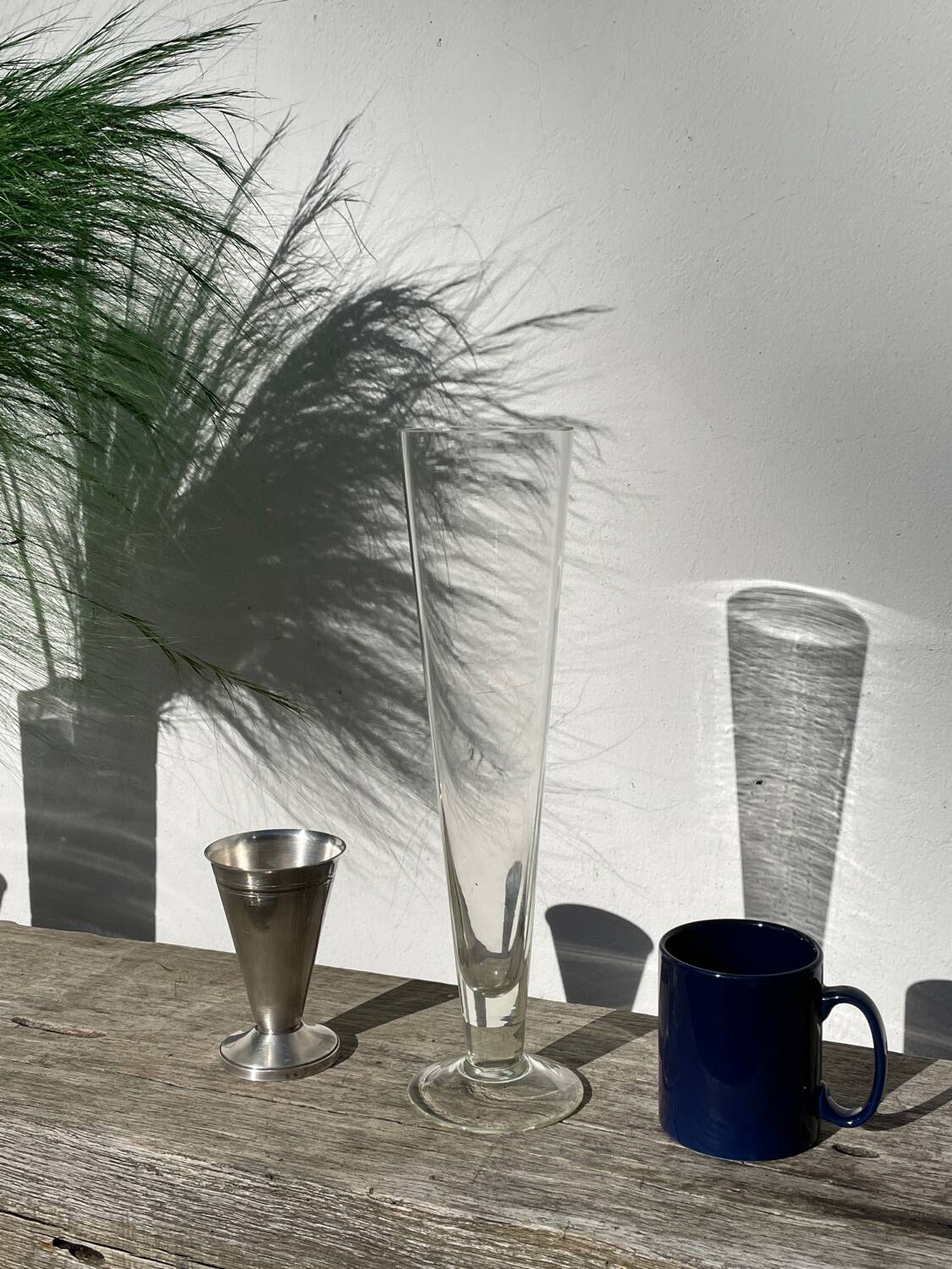 Large conical vase in clear designer glass.