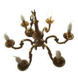 Ancien Lustre 6 Bras Style Louis XV en Bronze Doré