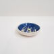 Small cup in white and blue vintage ceramic with yellow motis.