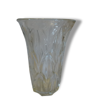 Vintage carved glass vase