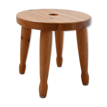 Tabouret suédois ou table latérale de pin du milieu du siècle