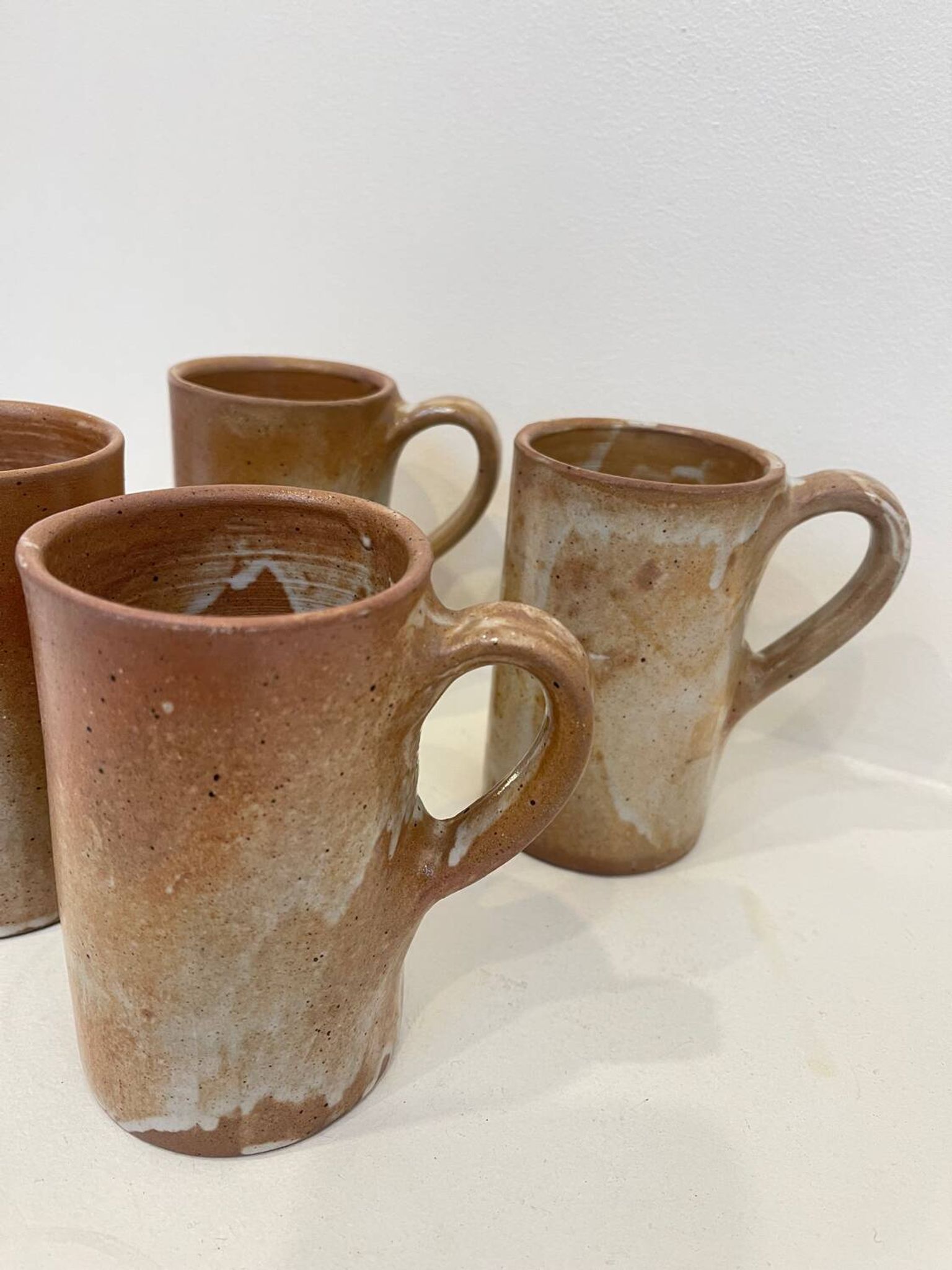 Set of 4 stoneware mugs – 1970s design