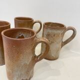 Set of 4 stoneware mugs – 1970s design