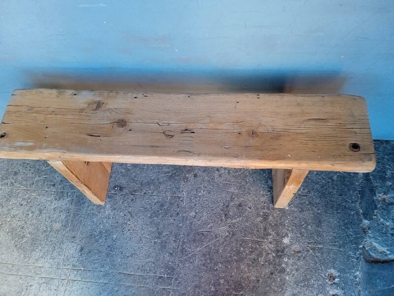 Bench 110 cm old solid wood with patina