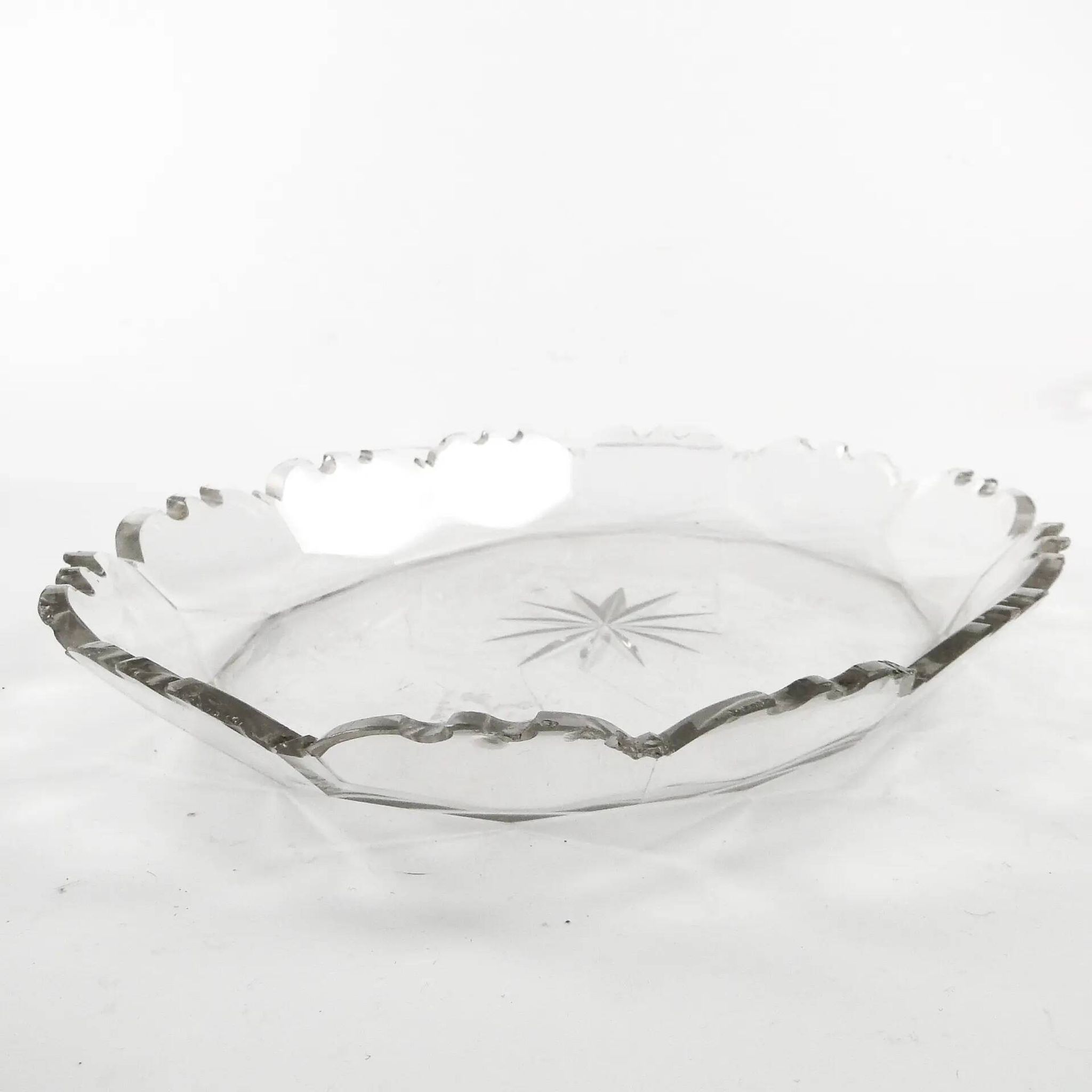 Biedermeier dish, transparent crystal, Czech Republic, 19th century