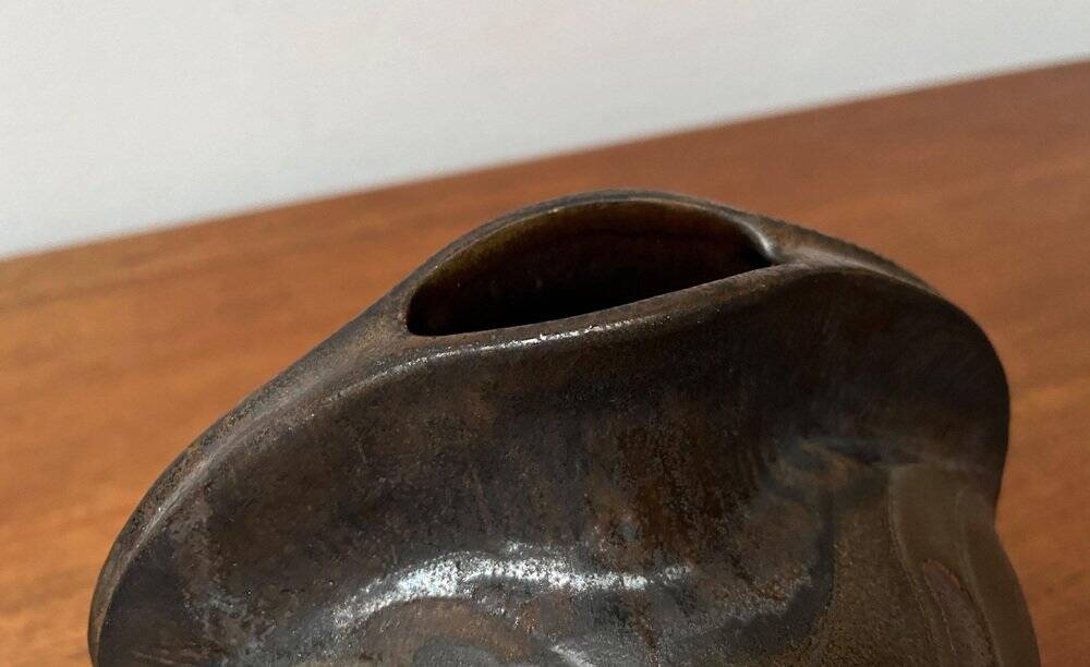 Vase de poterie d'atelier brutaliste allemand du milieu du siècle de Fritz Van Daalen, années 1960