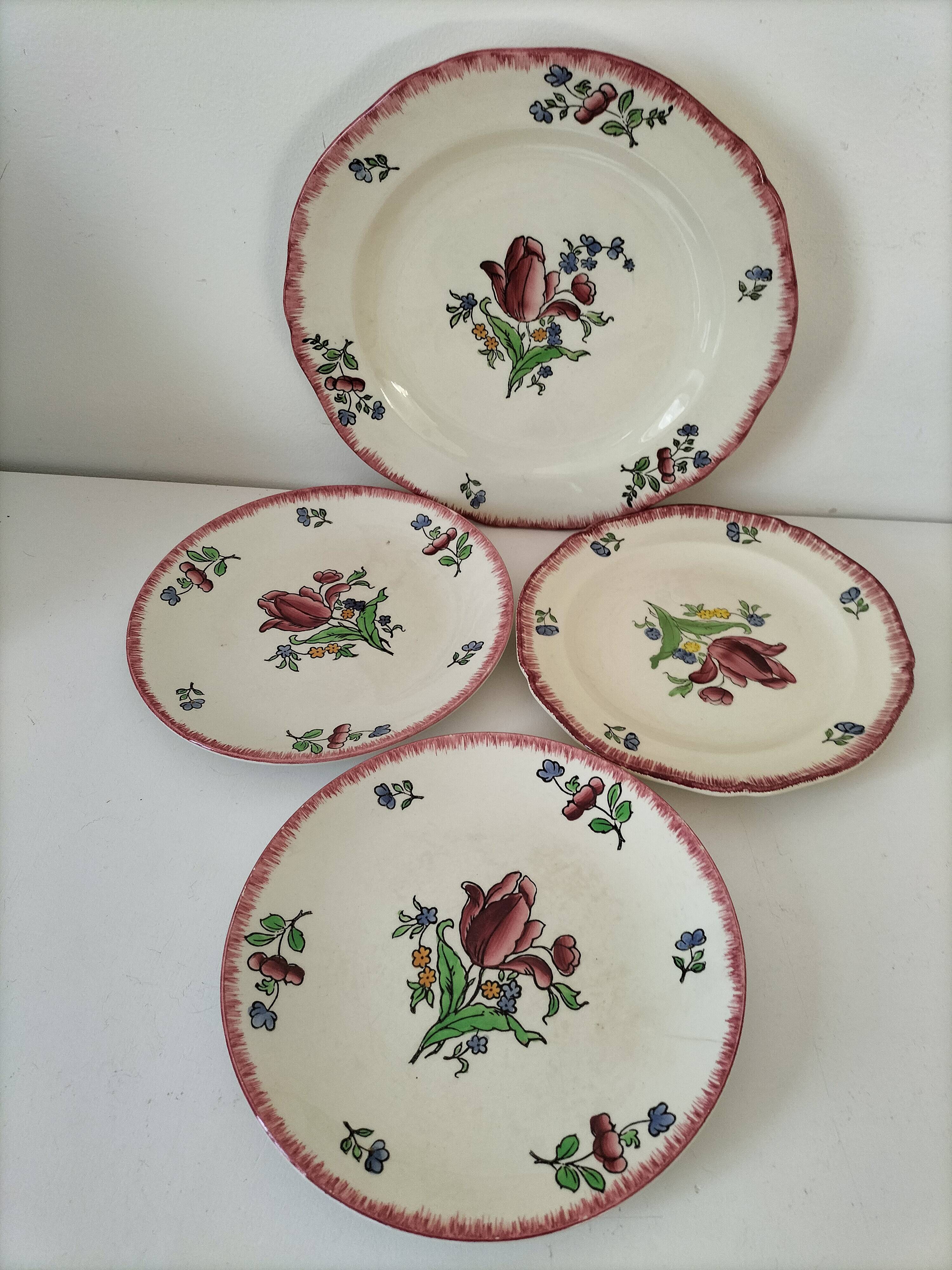12 antique floral plates bistro & guest table style