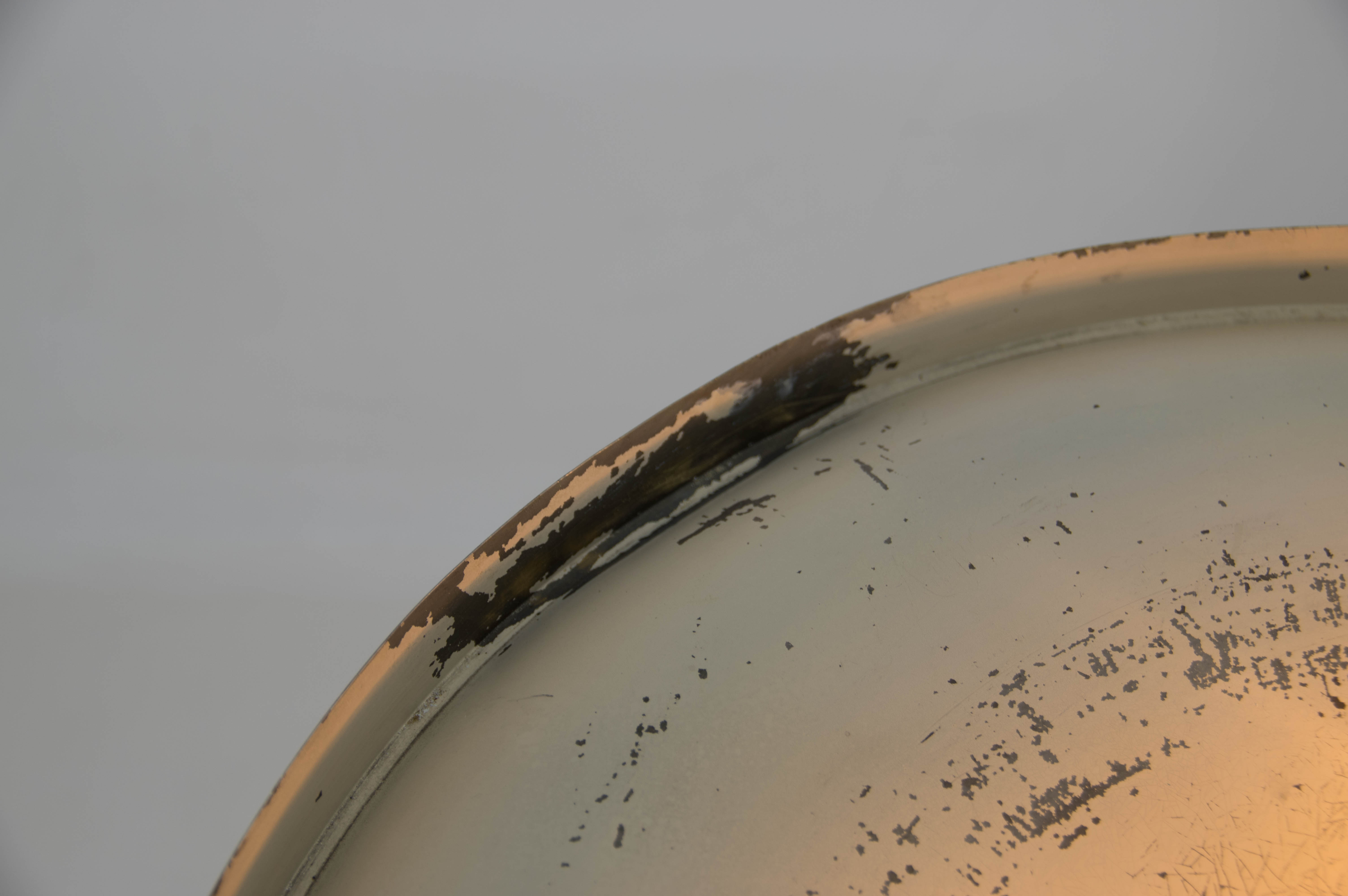 Nickel-plated bauhaus chandelier, czechoslovakia, 1930s