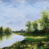 Oil on canvas: riverside