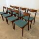 Set of 8 Vintage Danish Chairs by Søren Ladefoged – Teak & Blue Fabric