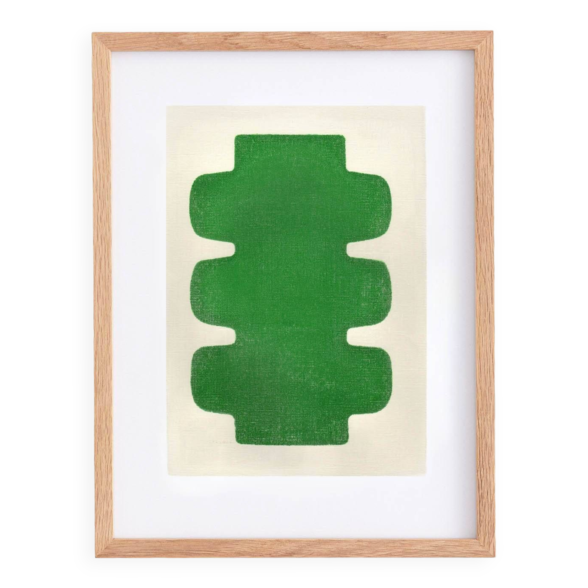 Abstract painting on paper - 30x40 - NUX green - signed Eawy