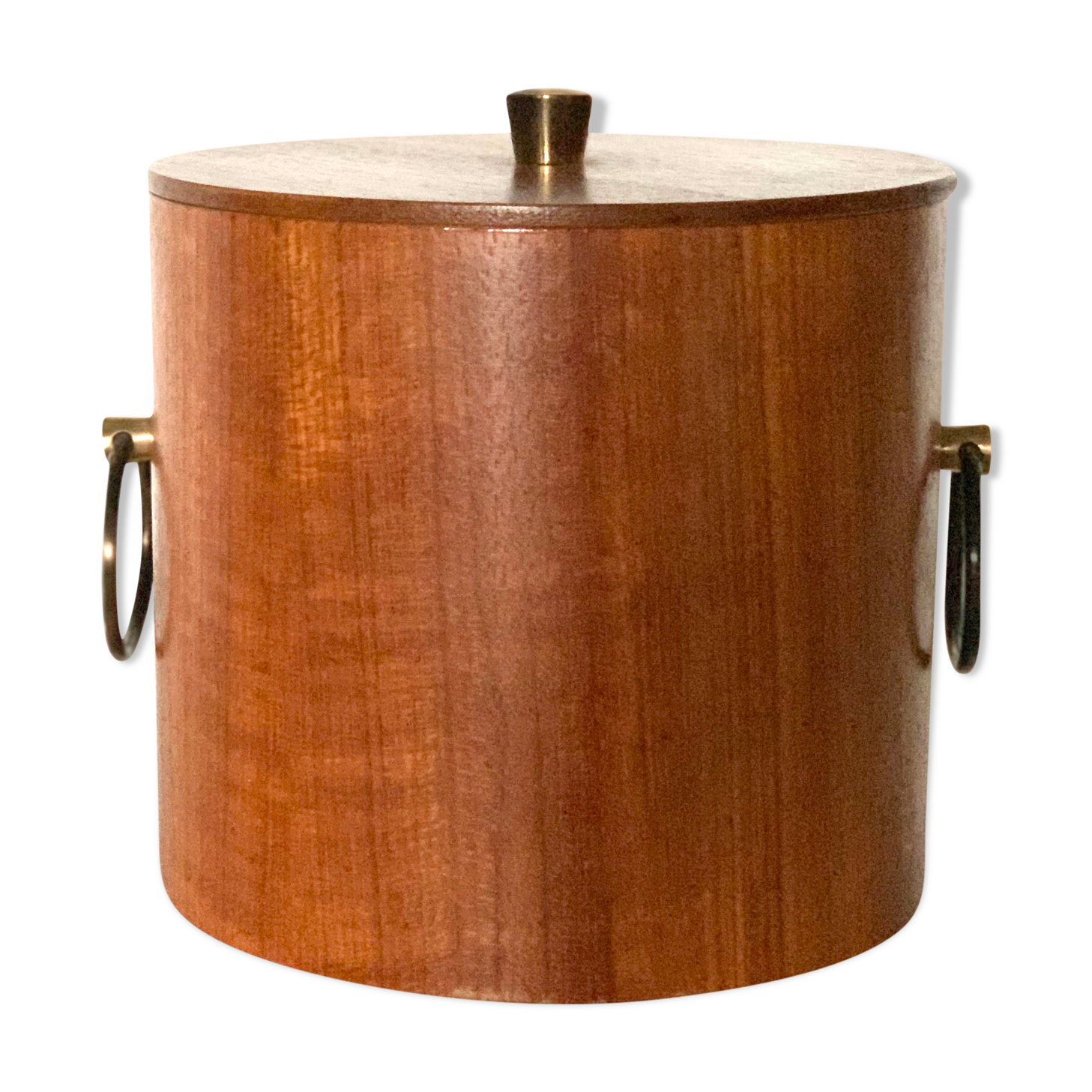 Vintage Scandinavian teak ice bucket - ice cube pinch