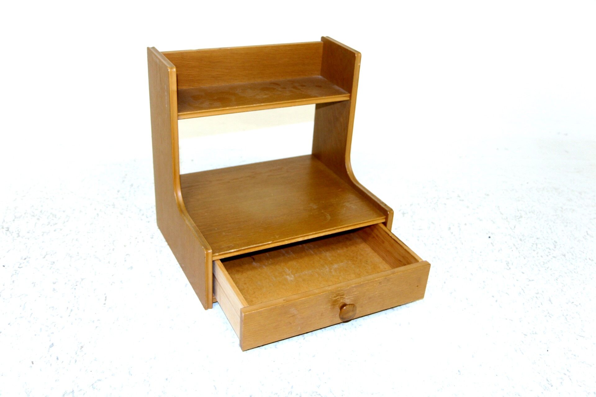 Oak wall console, suede, 1960