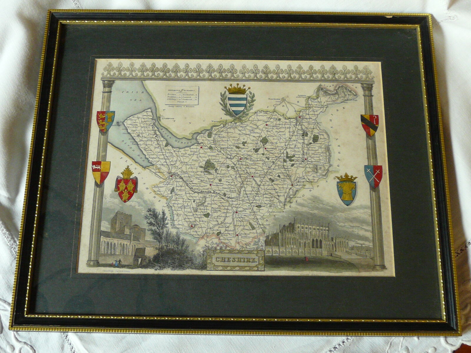 Old English engraving County Cheshire