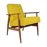 Fauteuil d’origine « FOX », designer Henry Lis, années 1970, entièrement restauré, jaune