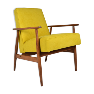 Original armchair "FOX", designer Henry Lis, 1970s, fully restored, yellow