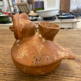 Vase céramique en grès marron figure de chouette