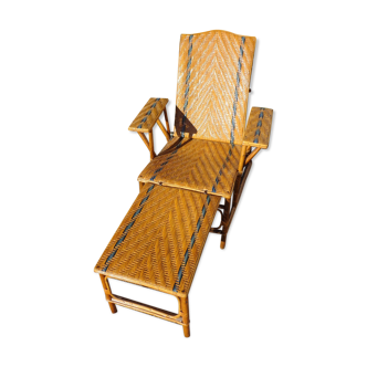 Wicker chaise longue