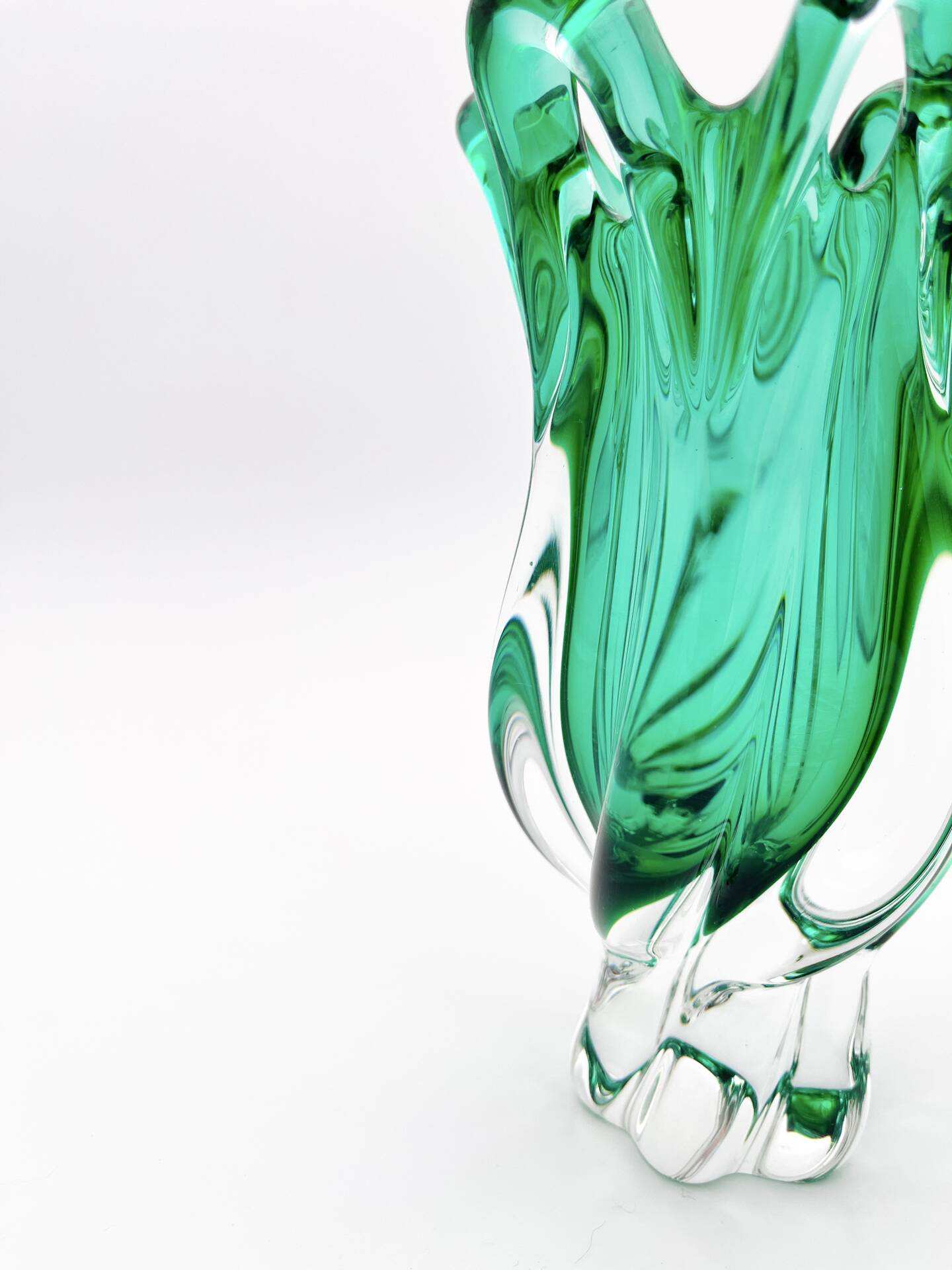 Vase Josef Hospodka Chřibská Cristal de Bohême Emerald Green 18 cm c60