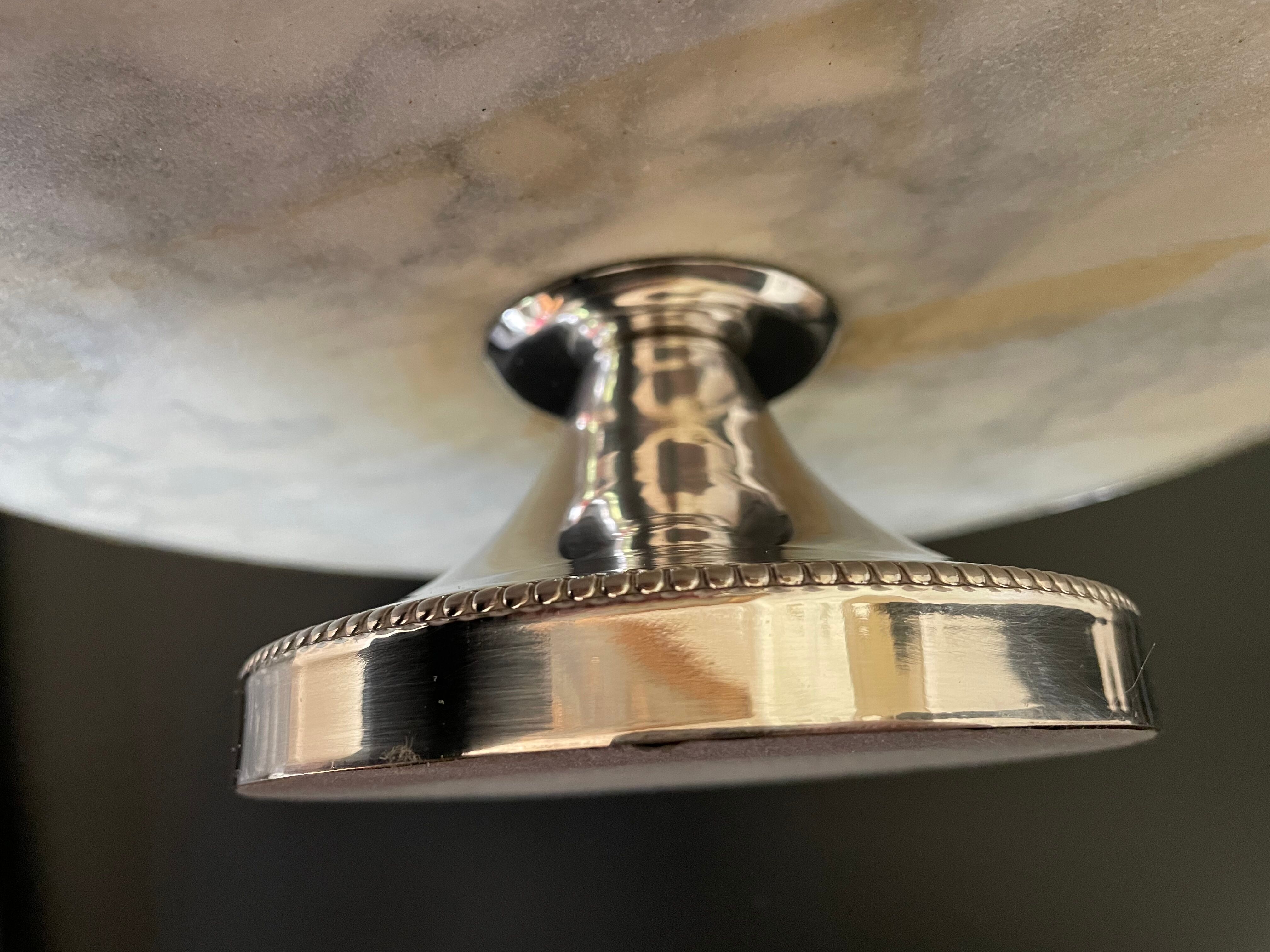 Marble cheese platter and silver metal 1970