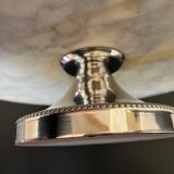 Marble cheese platter and silver metal 1970