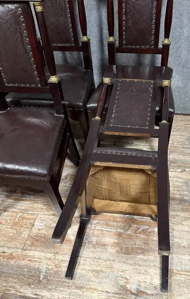 Série de 6 chaises Empire en acajou et bronze doré vers 1850