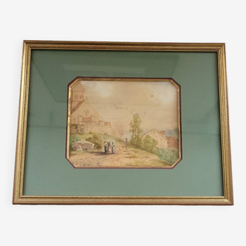 19th Century Watercolor Signed E. Hervieu