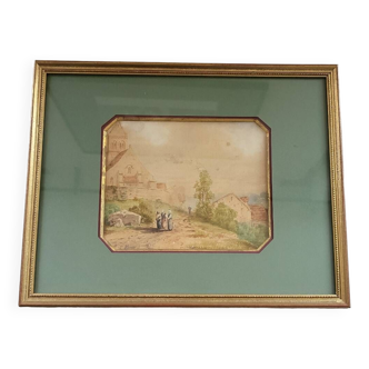 19th Century Watercolor Signed E. Hervieu