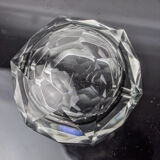 Ashtray Sommerso grey by seguso, faceted glass, murano, italy, 1970