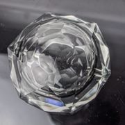 Ashtray Sommerso grey by seguso, faceted glass, murano, italy, 1970