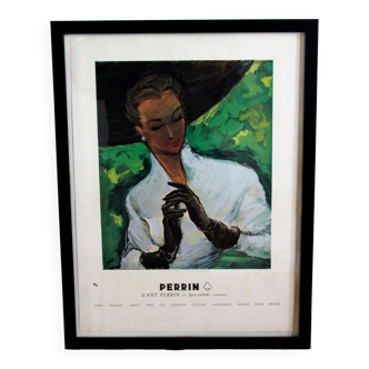 Affiche mode vintage gant Perrin 1940 pub