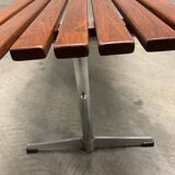 Danish slatted bench in teak and metal 1970