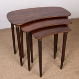 Set of 3 nesting tables "beans" danish rosewood 1960