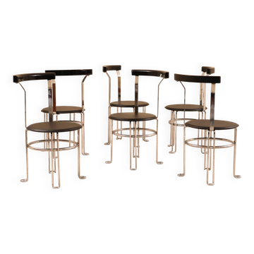 Chaises tubulaires, acier chromé, 1970’s