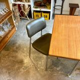 Chrome aluminum chair and khaki green skai