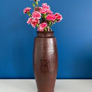 Large textured dark ceramic vase