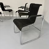 6 chaises noires tubulaires design d'Axel Bruchhäuser modèle D20 bauhaus