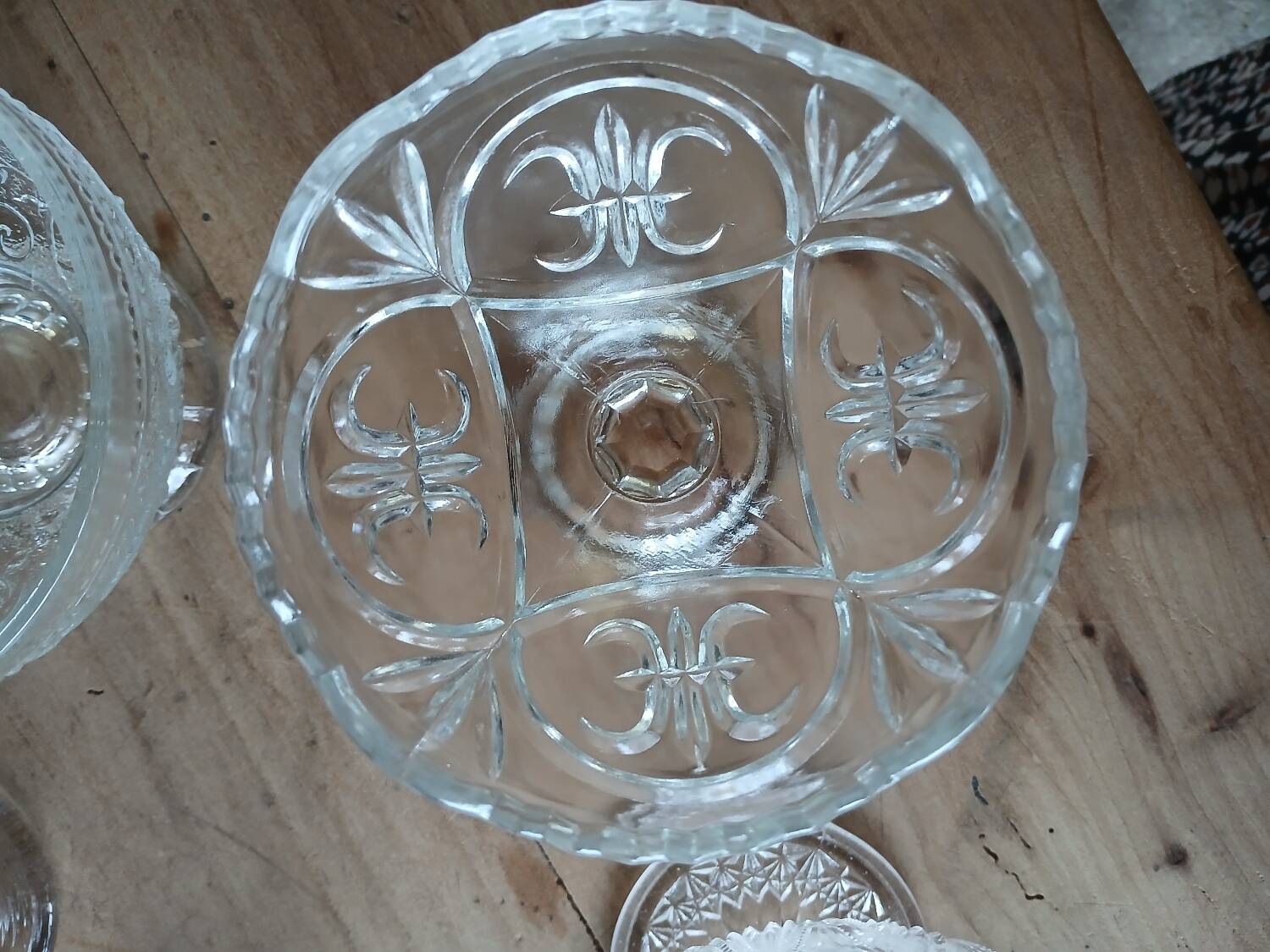 5 antique clear glass cups