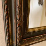 Miroir rectangle ancien lours bois sculpté peint patiné