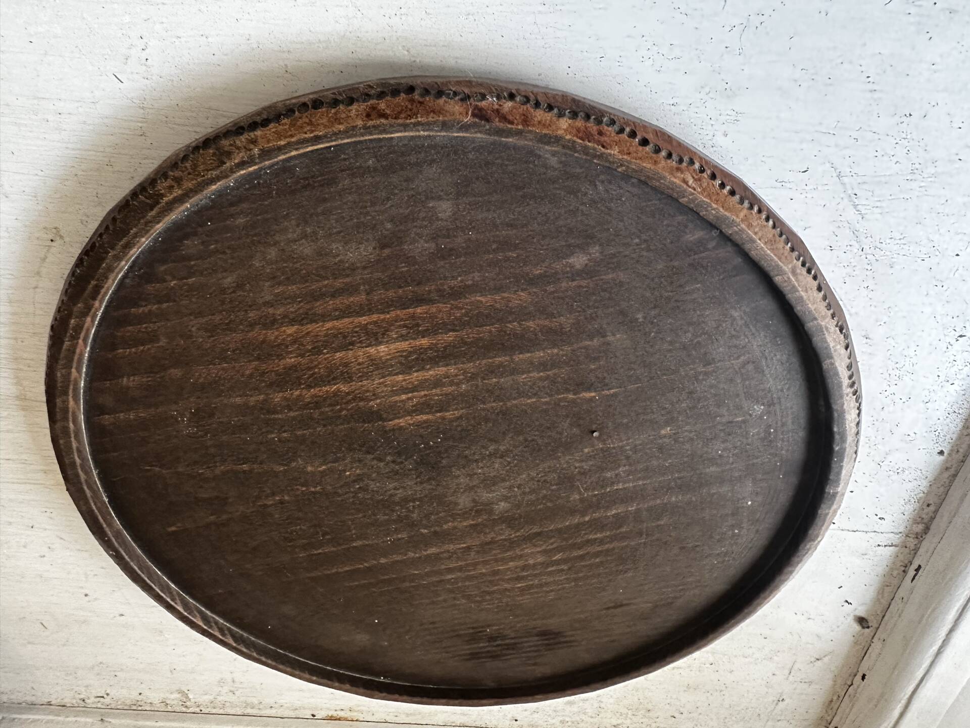 Mid-Century wooden platter or trivet - D 24 cm