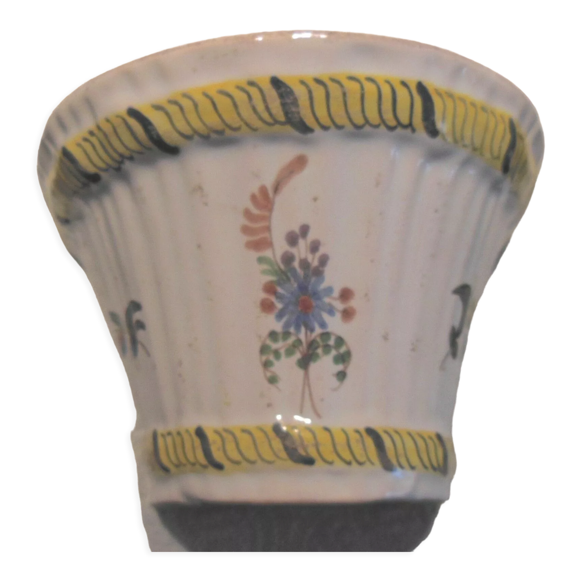 Vase bouquetiere faience enamelled of la Rochelle - XVIIIth century