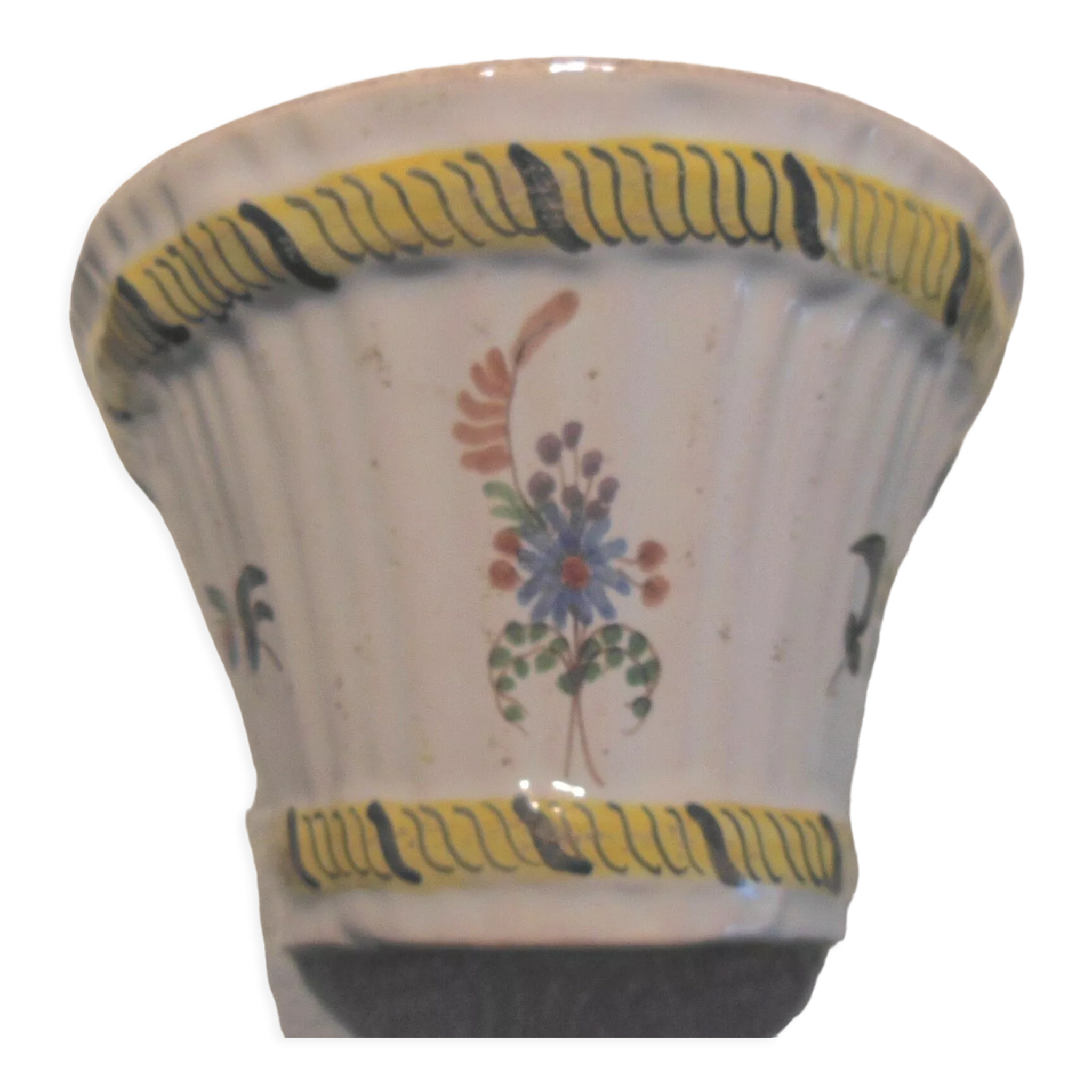 Vase bouquetiere faience enamelled of la Rochelle - XVIIIth century