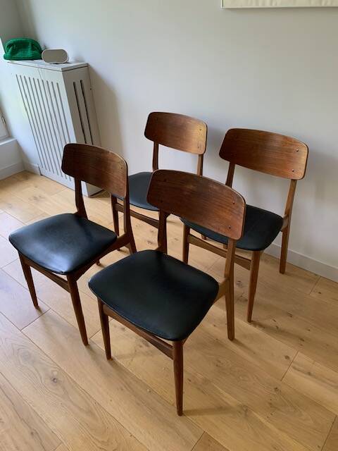 4 Danish chairs in oak and teak, 1960s