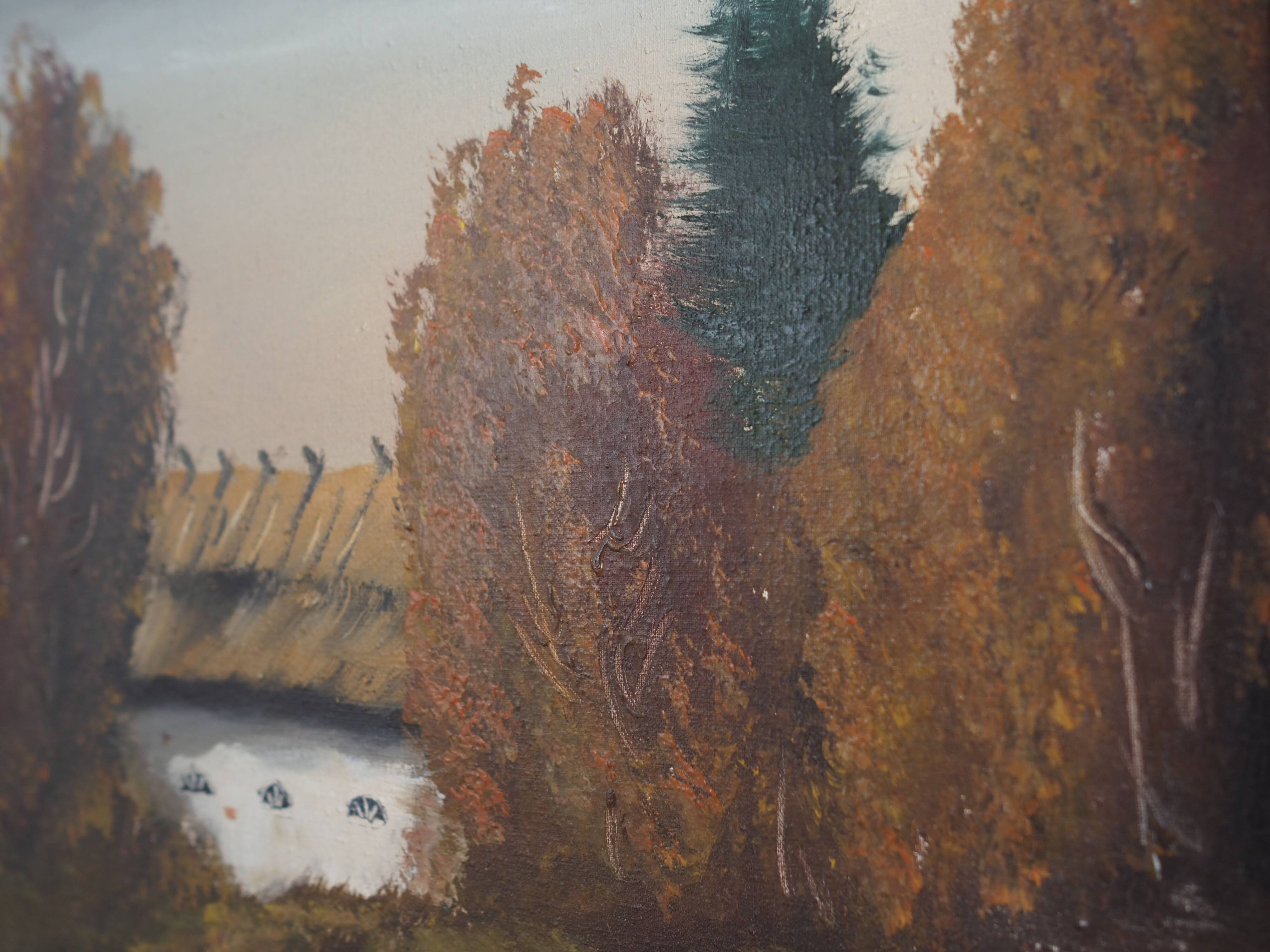 Painting „The Farmhouse on the Side”, Scandinavian design, 1970s